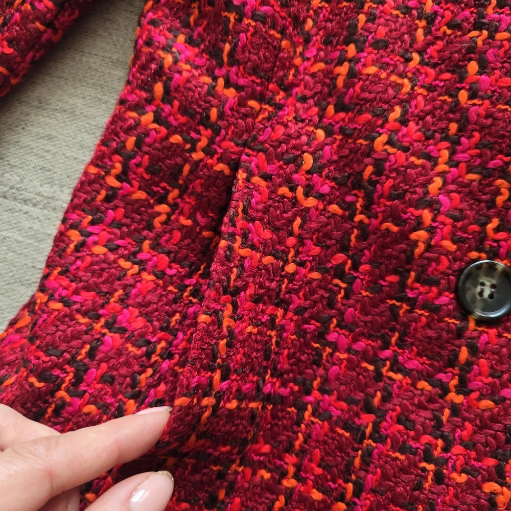 Talbots Red & Pink Tweed Cropped Peacoat Jacket Sz 10P - Picture 8 of 12